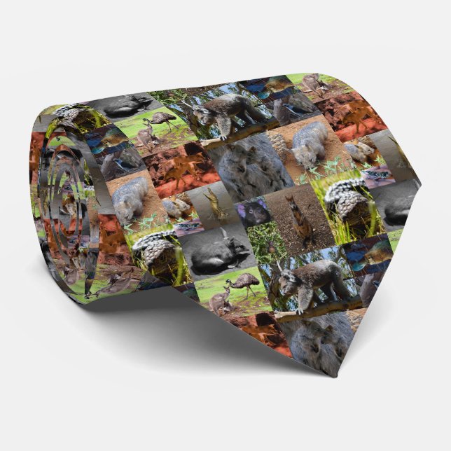 Australian Animals Photo Collage, Neck Tie (Rolled)