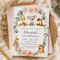 Australian Animals Pink Floral Sage Birthday Party