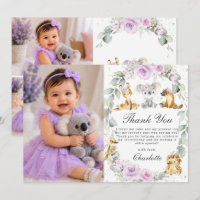 Australian Animals Purple Floral Birthday Photo