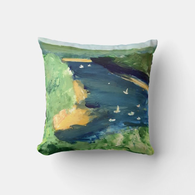 Australian art river scene cushion (Front)