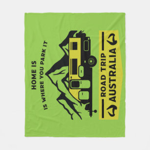 Australian Aussie Caravan Caravanning Summer Fleece Blanket