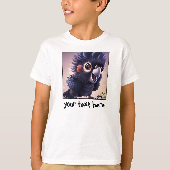 Australian Baby Black Cockatoo Editable T-Shirt (Front)