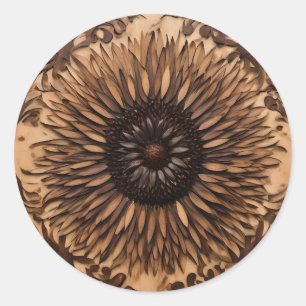 Australian Banksia Flower Wood Print, Classic Round Sticker