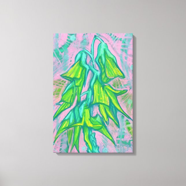 Australian Bird Flower, Tropical Floral Painting Canvas Print (Front)