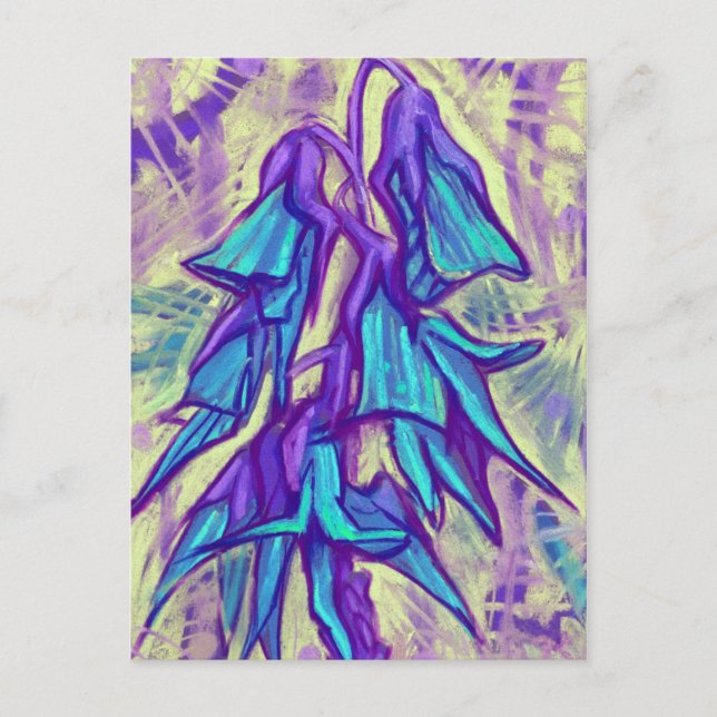 Australian Bird Flower, Tropical Floral Turquoise Postcard (Front)