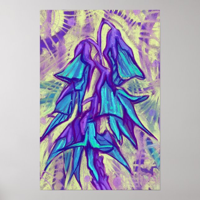 Australian Bird Flower, Tropical Floral Turquoise  Poster (Front)