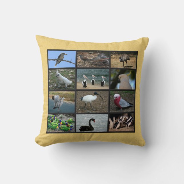 Australian Bird Photo Collage Cushion (Front)