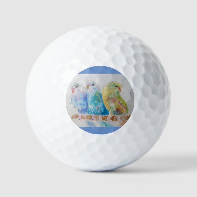 Australian Birds Budgie Watercolor Art Golf Balls (Front)