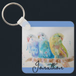 Australian Birds Budgie Watercolor Art Key Ring<br><div class="desc">Australian Birds Budgie Watercolor Art Key Ring. This glorious keyring would make a great gift for anyone. Designed by me from one of my original macaw watercolors. Especially lovely to have such a useful bright and happy gift!</div>