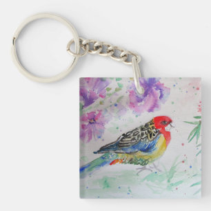 Australian Birds Budgie Watercolor Art Key Ring