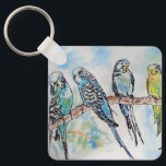 Australian Birds Budgie Watercolor Art Key Ring<br><div class="desc">Australian Birds Budgie Watercolor Art Key Ring. This glorious keyring would make a great gift for anyone. Designed by me from one of my original macaw watercolors. Especially lovely to have such a useful bright and happy gift!</div>