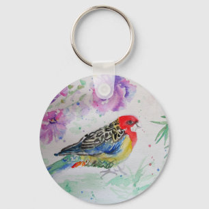 Australian Birds Budgie Watercolor Art Key Ring