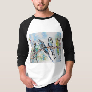 Australian Birds Budgie Watercolor Art Key Ring T-Shirt