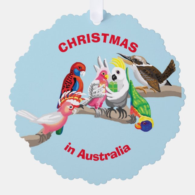 Australian birds Christmas  Tree Decoration Card (Front)