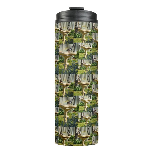 Australian Birds On A Bird Bath, Thermal Tumbler (Front)