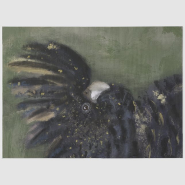 Australian Black Cockatoo Decoupage paper  (Front)