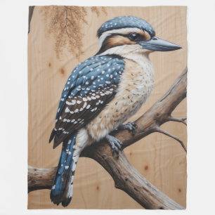 Australian Blue Kookaburra in a Tree Wildlife Art Fleece Blanket