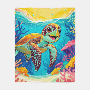 Australian Boho Turtle Fleece Blanket Sunny