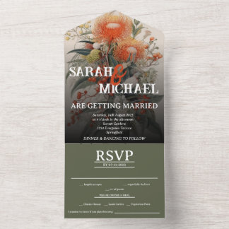 Australian Botanical Waratah All In One Invitation