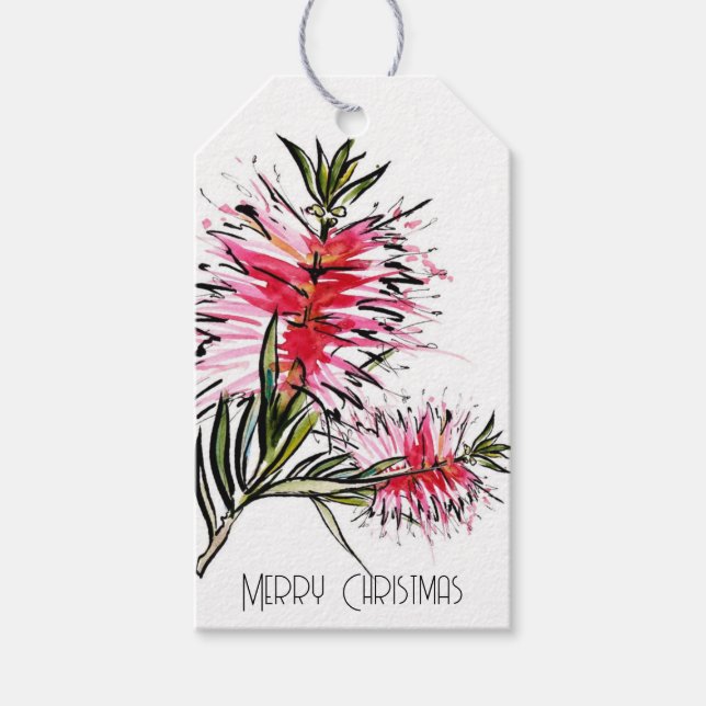 Australian Bottlebrush Christmas Gift Tag  (Front)