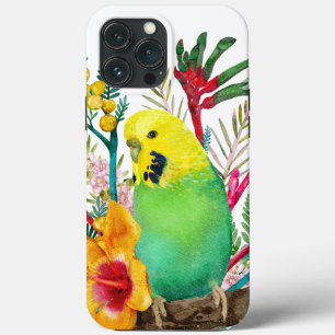 Australian Budgerigar Wildflower Bouquet iPhone 13 Pro Max Case