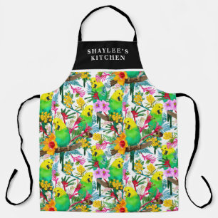 Australian Budgerigar Wildflower Pattern Apron