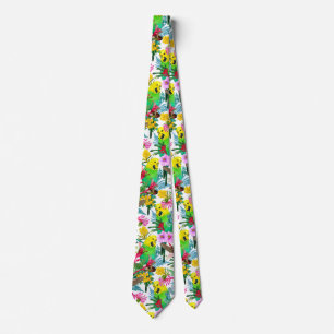 Australian Budgerigar Wildflower Pattern Tie