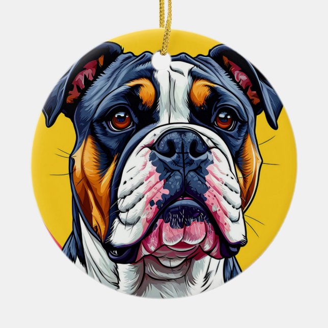 Australian Bulldog dog Ceramic Tree Decoration (Front)
