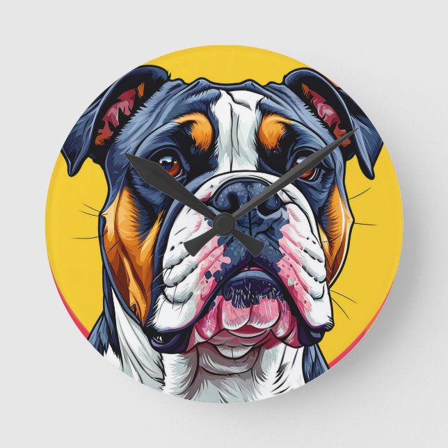 Australian Bulldog dog Round Clock (Front)