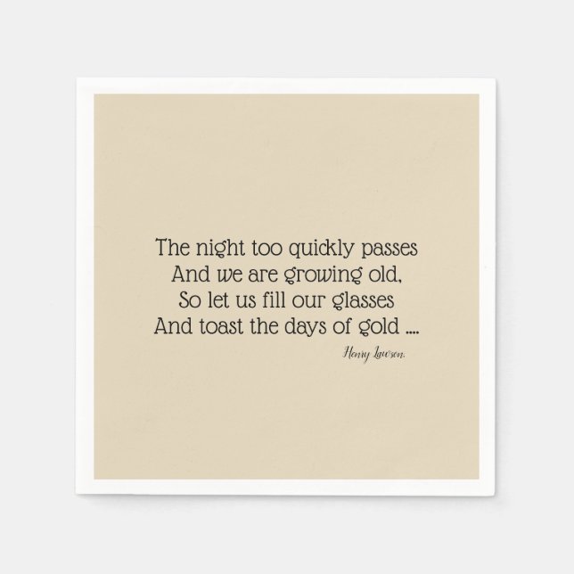 Australian Bush Poetry Paper BBQ Napkins (Front)