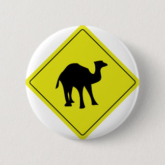 australian camel roadsign yellow 6 cm round badge