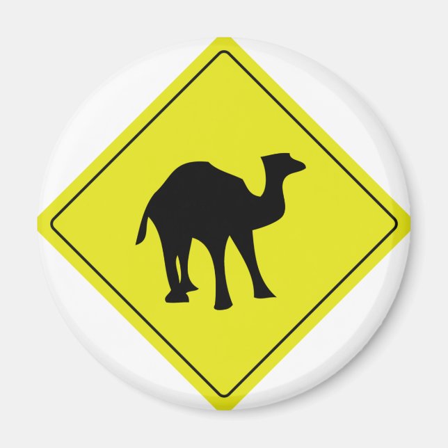 australian camel roadsign yellow magnet (Front)
