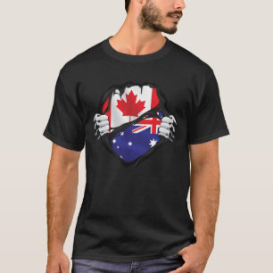 Australian Canadian Hands Ripped Roots Flag T-Shirt