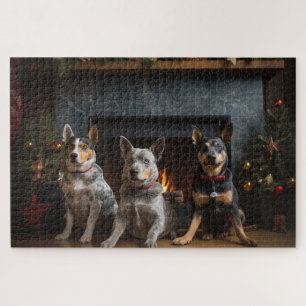 Australian Cattle by the Fireplace Christmas Jigsaw Puzzle