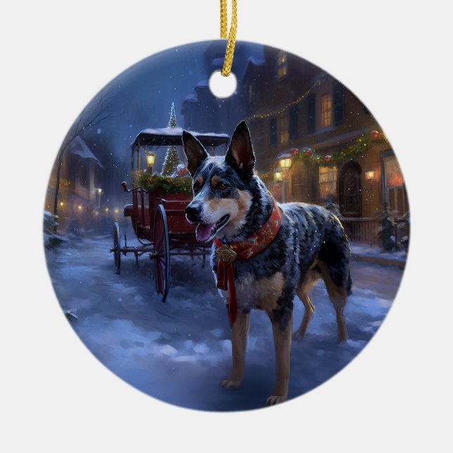 Australian Cattle Christmas Festive Season  Ceramic Tree Decoration (Front)