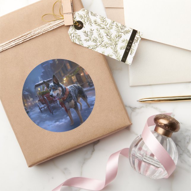 Australian Cattle Christmas Festive Season  Classic Round Sticker (Gifting)