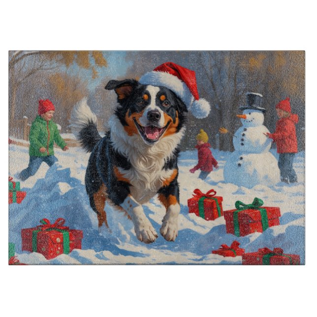 Australian Cattle Christmas Festive Snow Scene Cutting Board (Front)