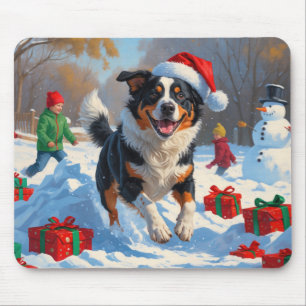 Australian Cattle Christmas Festive Snow Scene Mouse Mat