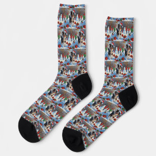 Australian Cattle Christmas Festive Snow Scene Socks