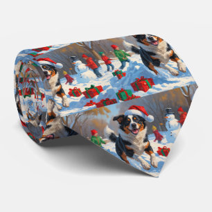 Australian Cattle Christmas Festive Snow Scene Tie