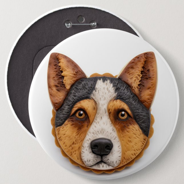 Australian Cattle Dog 3D Inspired 6 Cm Round Badge (Front & Back)