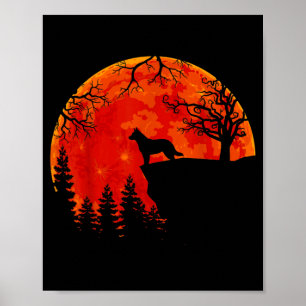 Australian Cattle Dog And Moon Halloween Poster