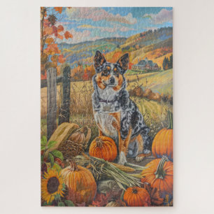 Australian Cattle Dog Autumn Harvest Thanksgiving Jigsaw Puzzle