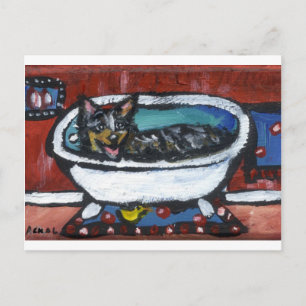 Australian Cattle Dog bath Postcard