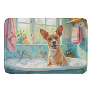 Australian Cattle Dog Bath Time Cheerful Bathroom  Mat
