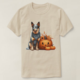 Australian Cattle Dog Beside a Jack-O-Lantern T-Shirt