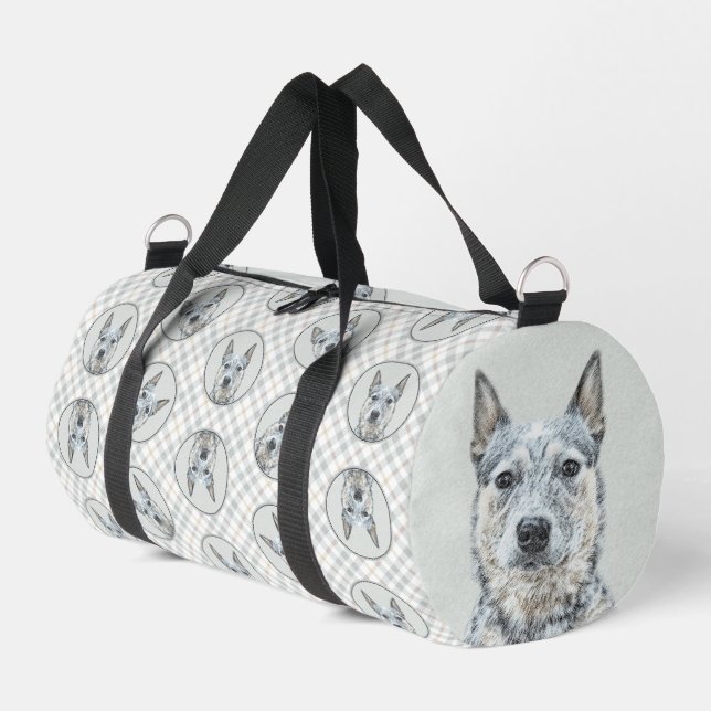 Australian Cattle Dog Blue Heeler Original Dog Art Duffle Bag (Left Corner)