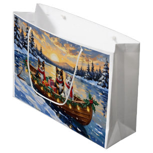 Australian Cattle Dog Christmas Boat Holiday Large Gift Bag