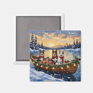 Australian Cattle Dog Christmas Boat Holiday Magnet