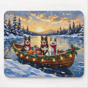 Australian Cattle Dog Christmas Boat Holiday Mouse Mat